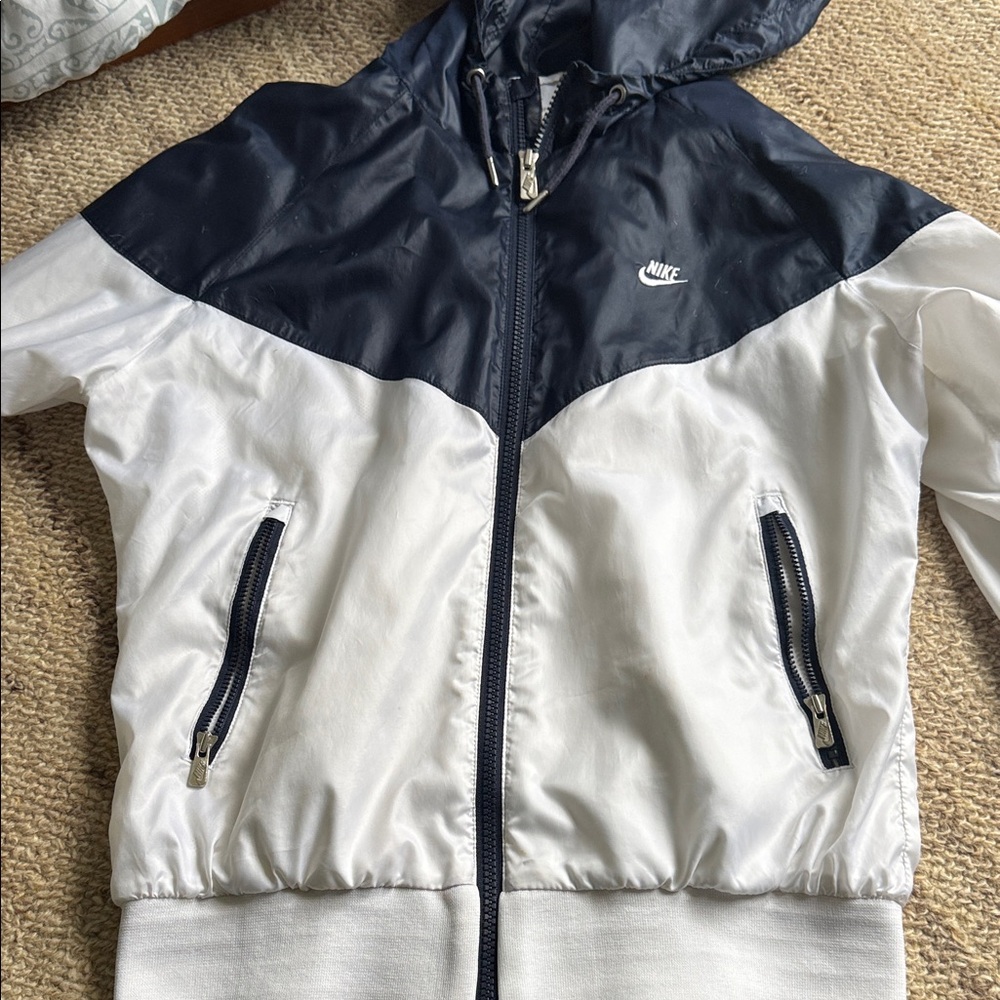 Nike Dark Blue and White Hooded Jacket